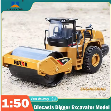 Diecast HUINA 1751 Metal Road Roller 1/50 Scale Toy And Hobby Collection