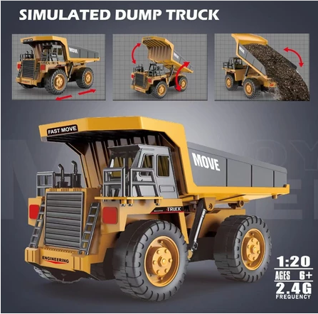 RC Dumptruck Metal 13 Channel 2.4GHZ 2 Kecepatan - BATERAI CAS