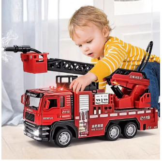 Diecast Alloy head Truk Pemadam skala 1:50 Fire Truck and Box with light Sound