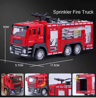 Diecast Alloy head Truk Pemadam skala 1:50 Fire Truck and Box with light Sound WATER TANK