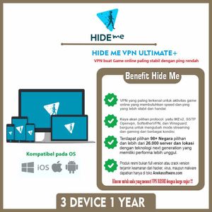 Hide Me VPN 3 Devices 1 Tahun untuk Game online, streaming, dan browsing.