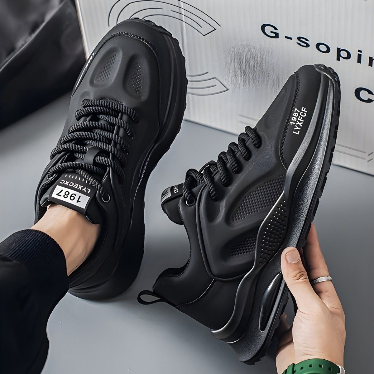 Whoppy SL71 Sepatu Sneakers Pria Import HITAM