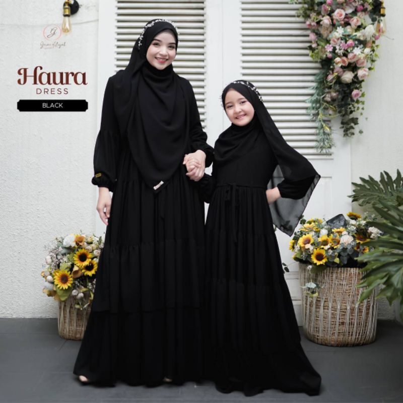 READY!!! Haura Dress by Gerai Aliyah Black L
