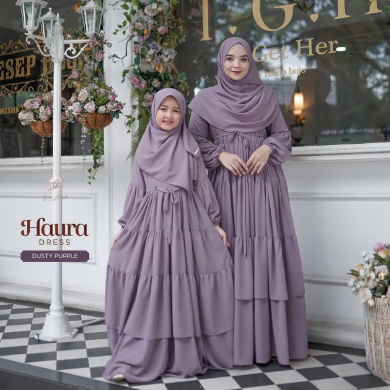READY!!! Haura Dress by Gerai Aliyah Dusty purple L