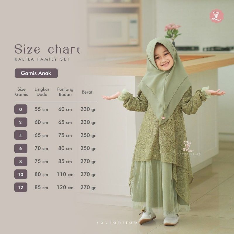 Ready !!KALILA FAMILY SET by Zayra Hijab Dress Anak Khimar