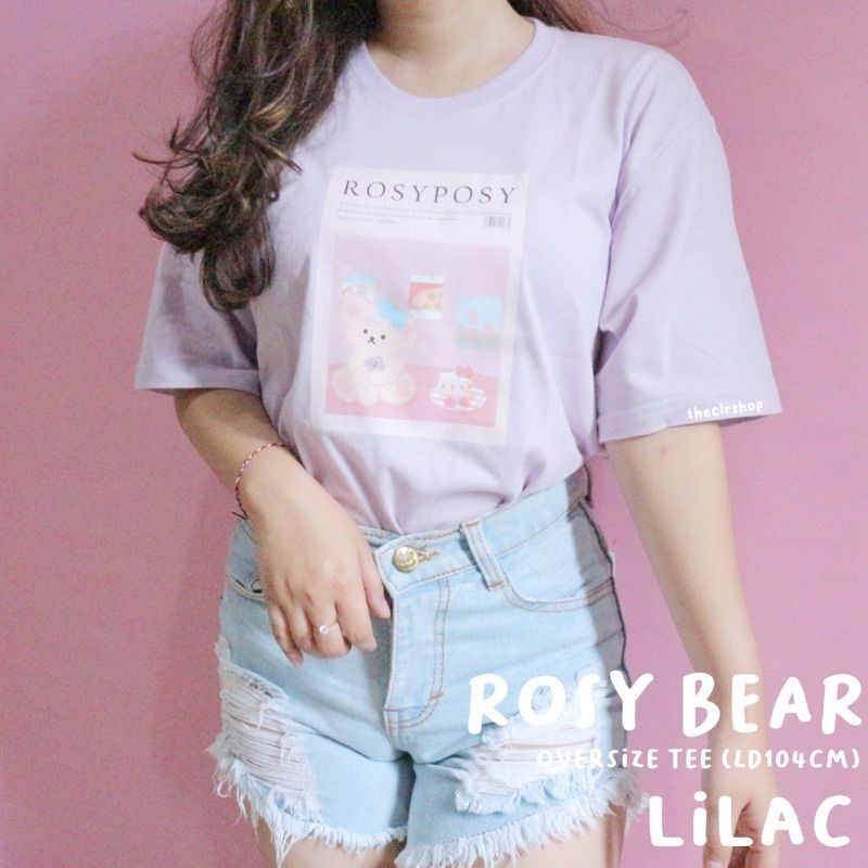 ROSY BEAR OVERSIZE TEE (FIT TO XL LD 104CM) ROSY-LILAC