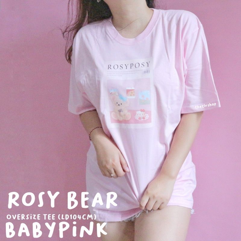 ROSY BEAR OVERSIZE TEE (FIT TO XL LD 104CM) ROSY-BABYPINK
