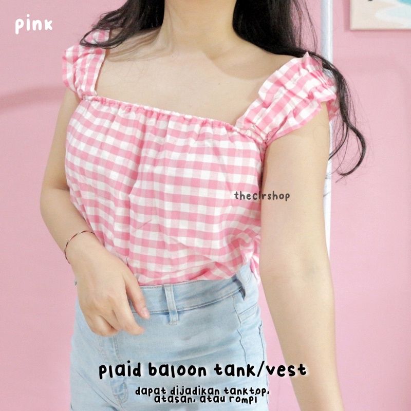 PLAID BALOON TANK/TOP/VEST Pink