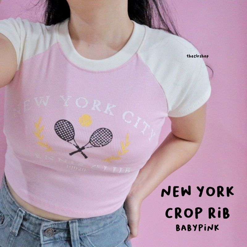 RIB CROP TOP BY THECLRSHOP (BANYAK VARIAN) NY RIB-BABYPINK