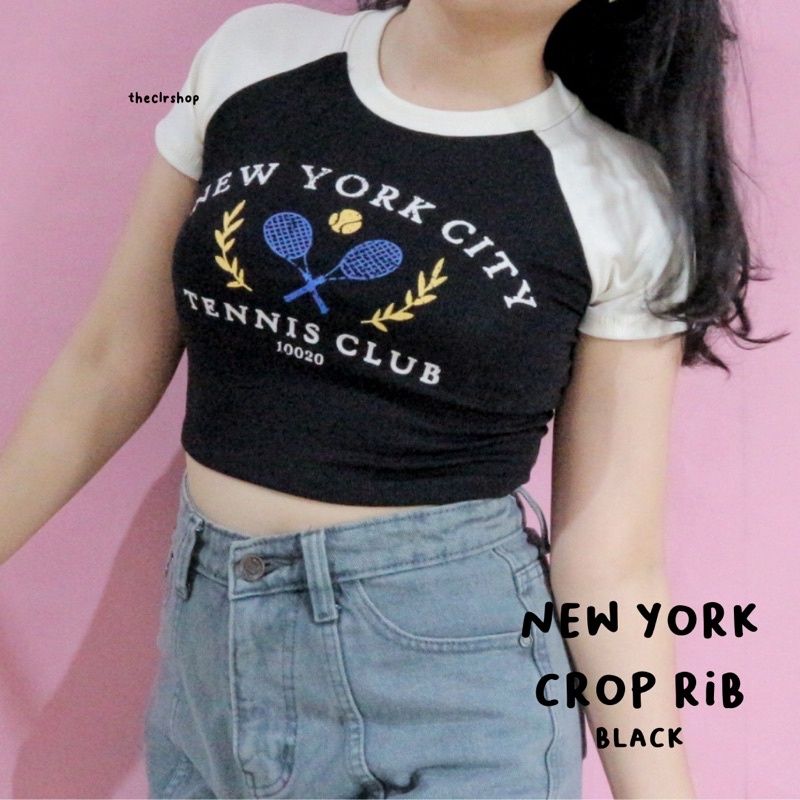 RIB CROP TOP BY THECLRSHOP (BANYAK VARIAN) NY RIB-BLACK