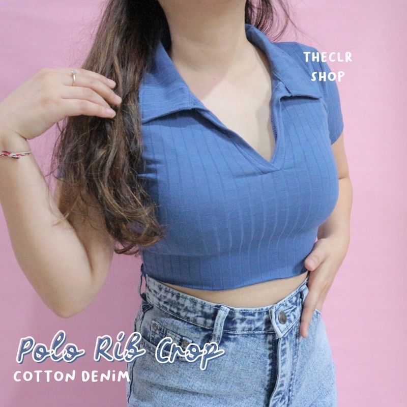 POLO RIB/COTTON CROP TOP BY THECLRSHOP COTTON-DENIM