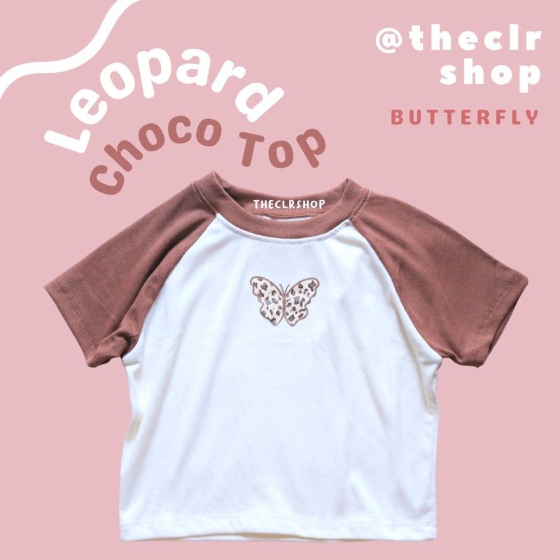 LEOPARD CROP TOP CHOCO BY THECLRSHOP LEO-BUTTERFLY