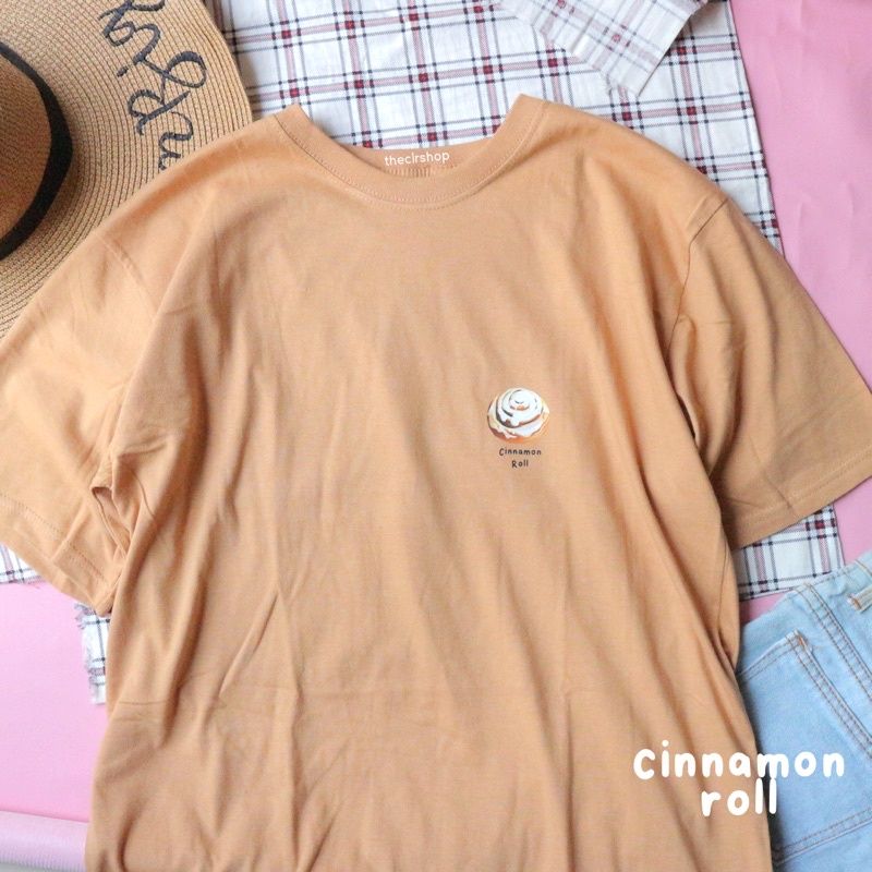 FRUITS / DRINK / DESSERT OVERSIZE TUMBLR TEE FIT TO XL (LD 104cm) new-Cinnamon Roll