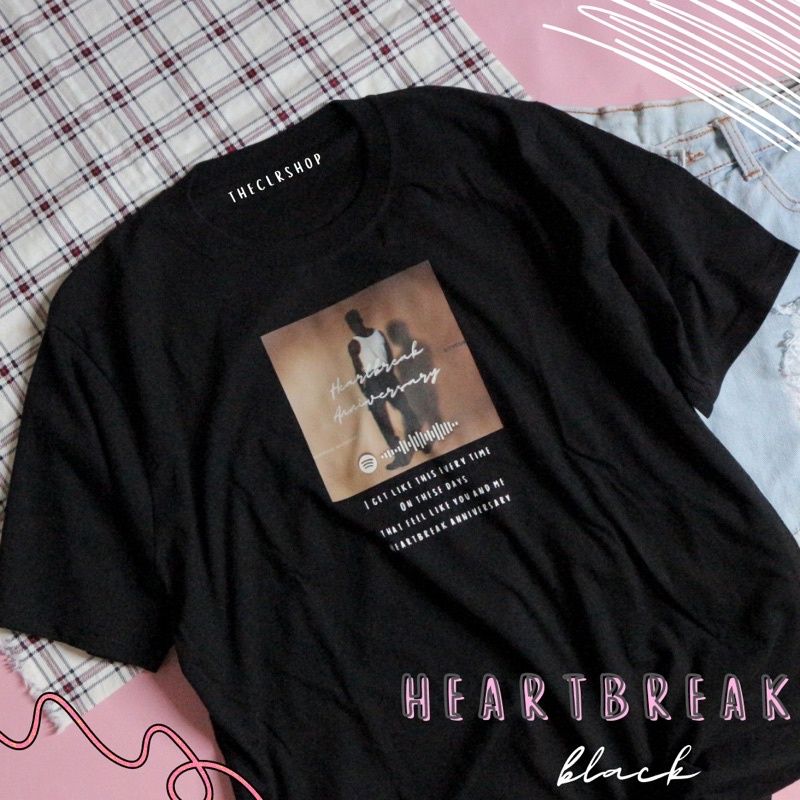 LYRICS OVERSIZE TEE [BARCODE BISA SCAN DI SPOTIFY] black-HEARTBREAK