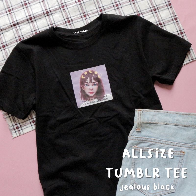 ALLSIZE TUMBLR TEE CEREAL & JEALOUS [LEHER RIB] MODEL SLIMFIT Jealous hitam