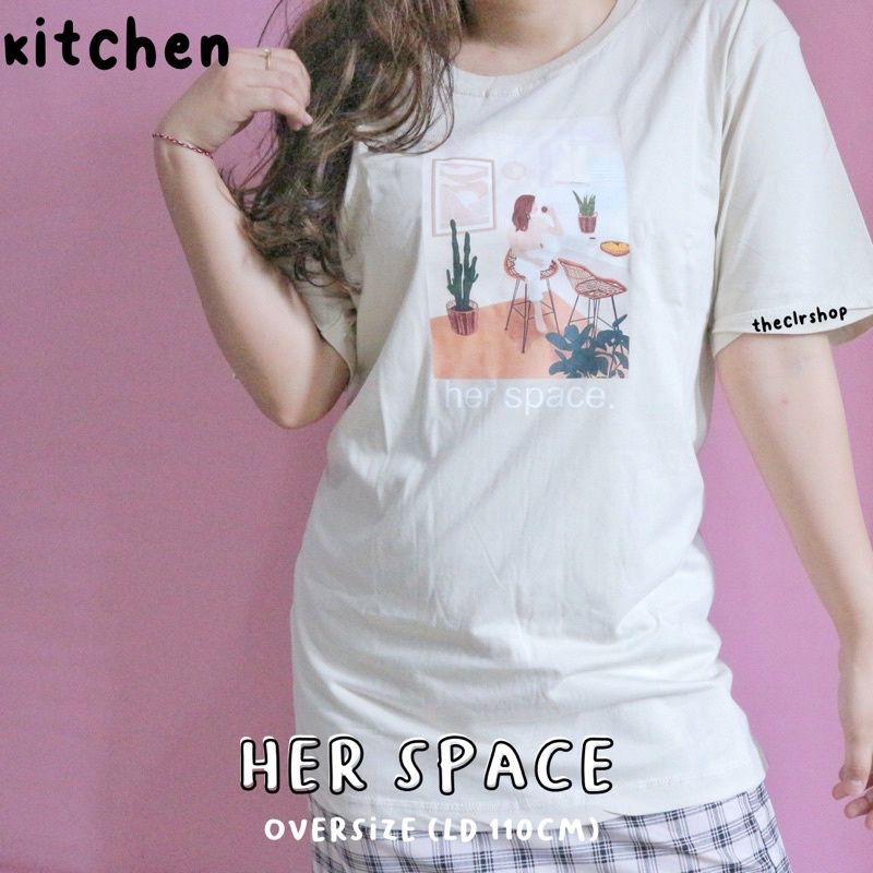 HER SPACE. CREAM ALLSIZE (LD88CM) & OVERSIZE TEE (LD 110CM) HER BEDROOM-OVERSIZE