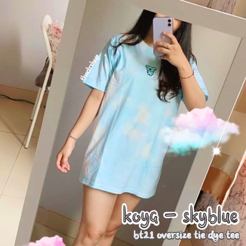 READYSTOCK BT21 OVERSIZE TIE DYE TEE koya - skyblue