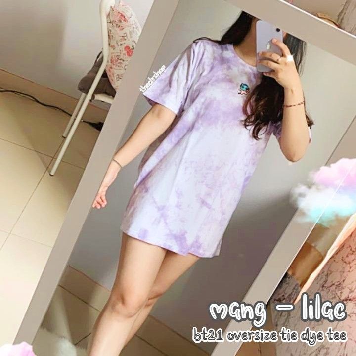 READYSTOCK BT21 OVERSIZE TIE DYE TEE mang - lilac