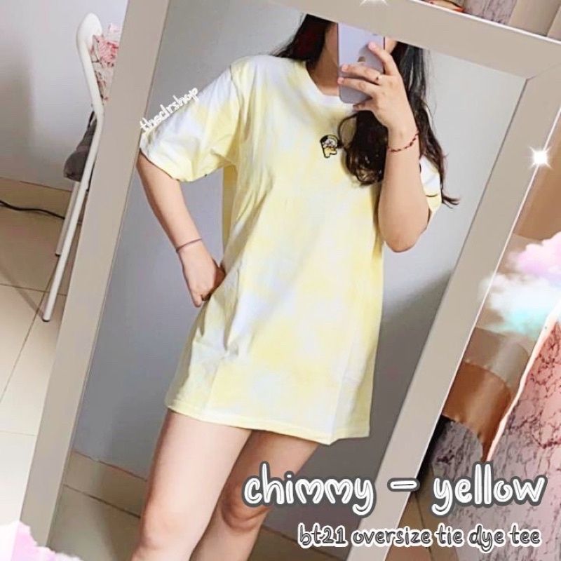 READYSTOCK BT21 OVERSIZE TIE DYE TEE chimmy - yellow