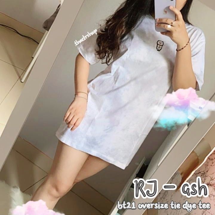 READYSTOCK BT21 OVERSIZE TIE DYE TEE RJ - ash