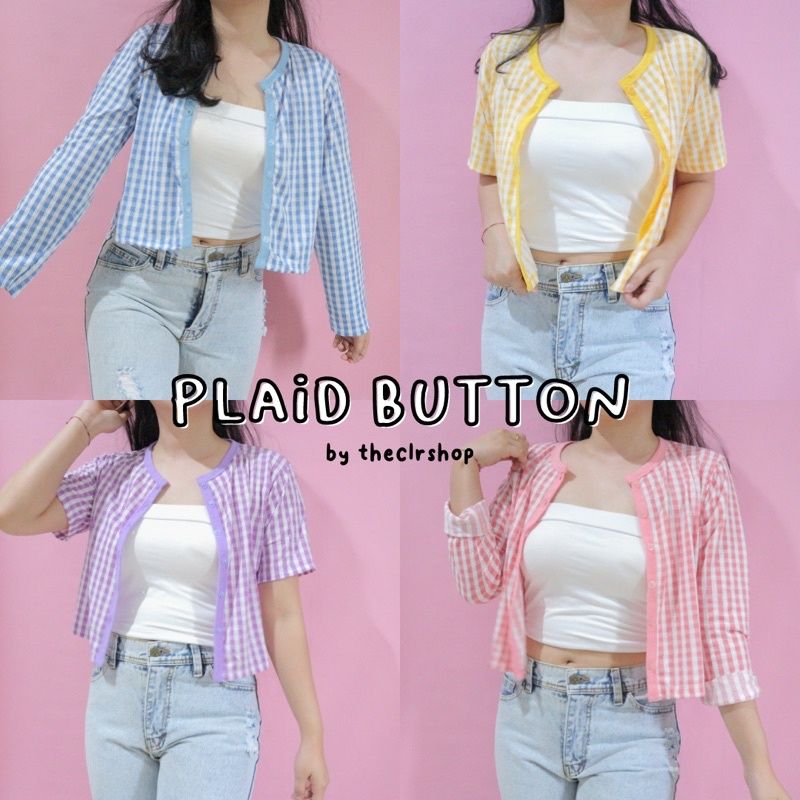 PLAID BUTTON (CROP TOP & CARDI LONGSLEEVE)