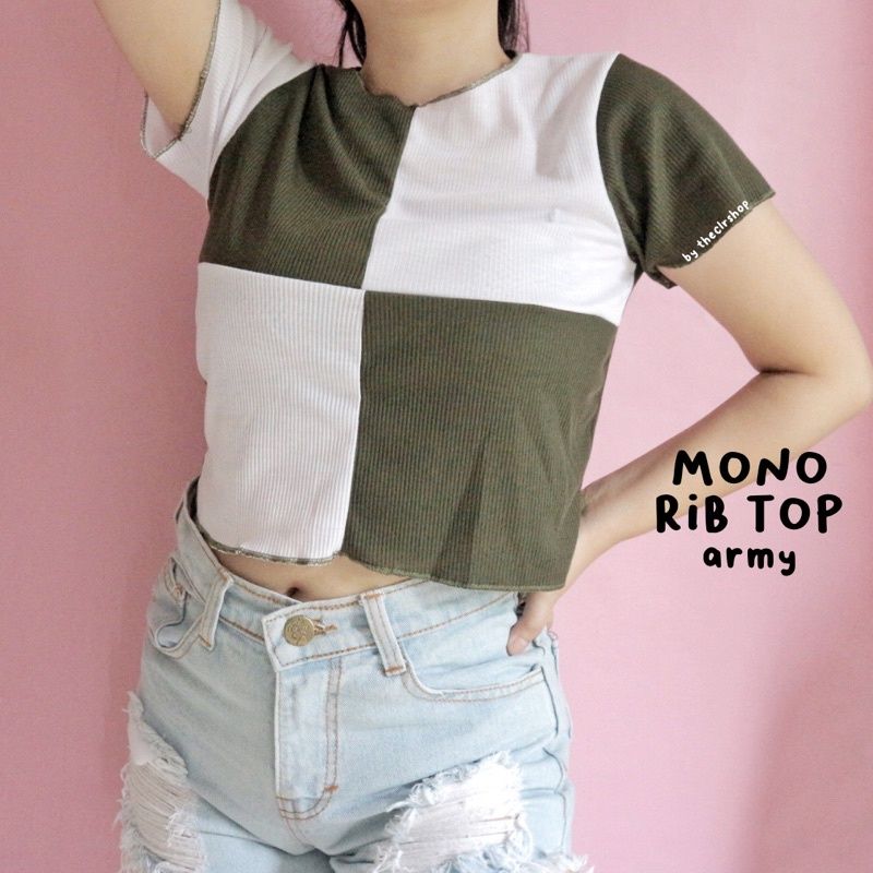MONO RIB TOP / MONO TEE BY THECLRSHOP Army