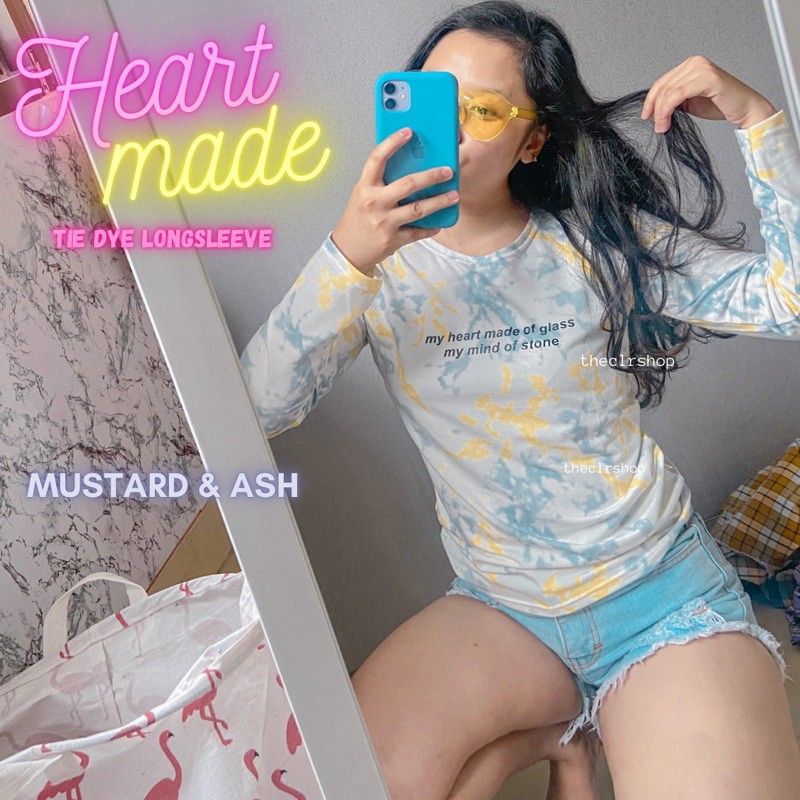 READYSTOCK LONGSLEEVE TIE DYE-HEART MADE mustard x ash