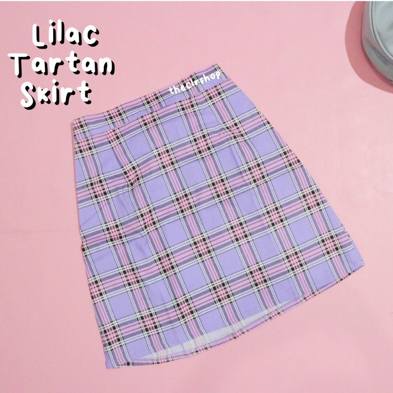Tartan Skirt // Rok Tartan Lilac Kotak Kotak Lilac