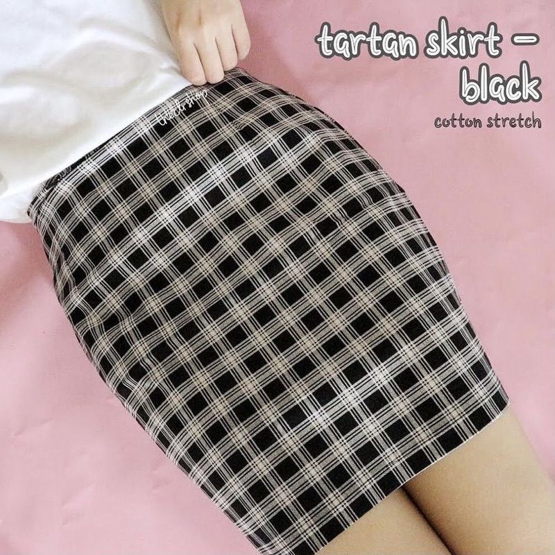 Tartan Skirt // Rok Tartan Lilac Kotak Kotak Black
