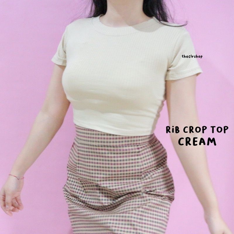RIB CROP TOP (BASIC) RIB CROP-cream