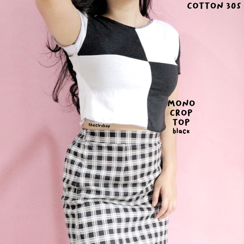 MONO CROP TOP/DRAGON CROP TOP/LINE CROP TOP COTTON 30s THECLRSHOP COTTON MONO-hitam