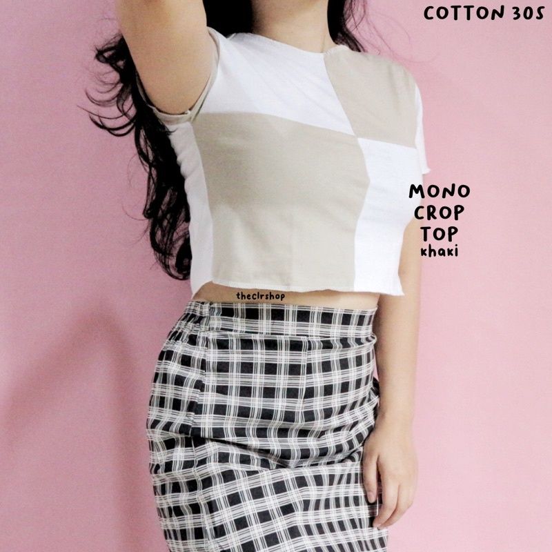 MONO CROP TOP/DRAGON CROP TOP/LINE CROP TOP COTTON 30s THECLRSHOP COTTON MONO-khaki
