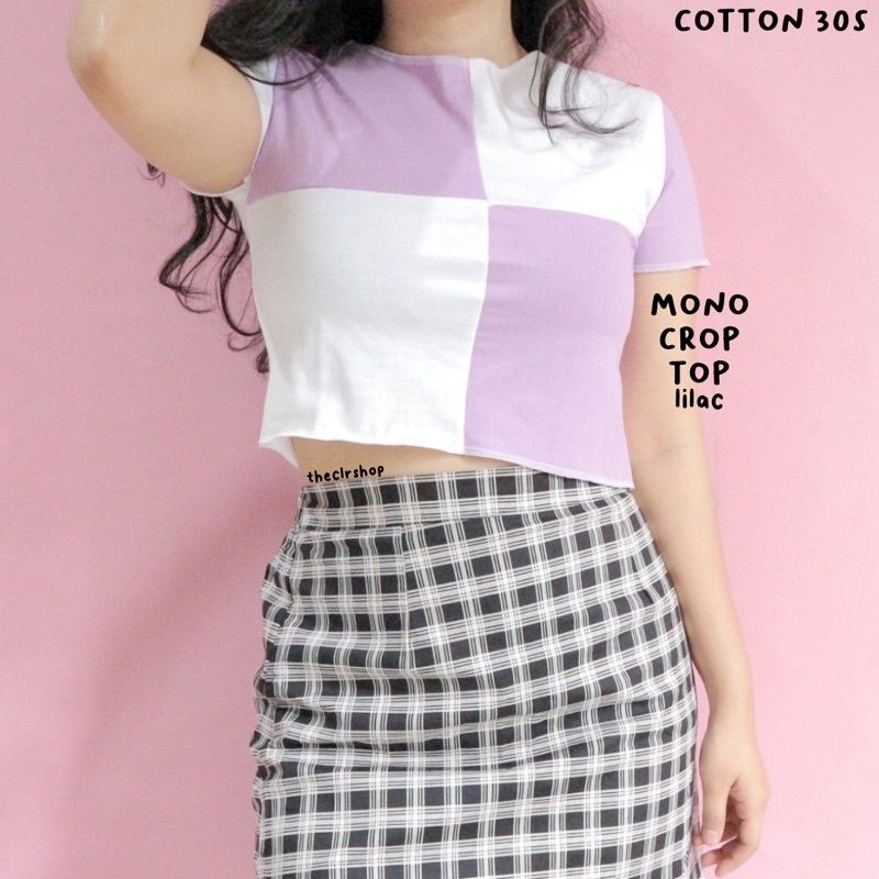 MONO CROP TOP/DRAGON CROP TOP/LINE CROP TOP COTTON 30s THECLRSHOP COTTON MONO-lilac