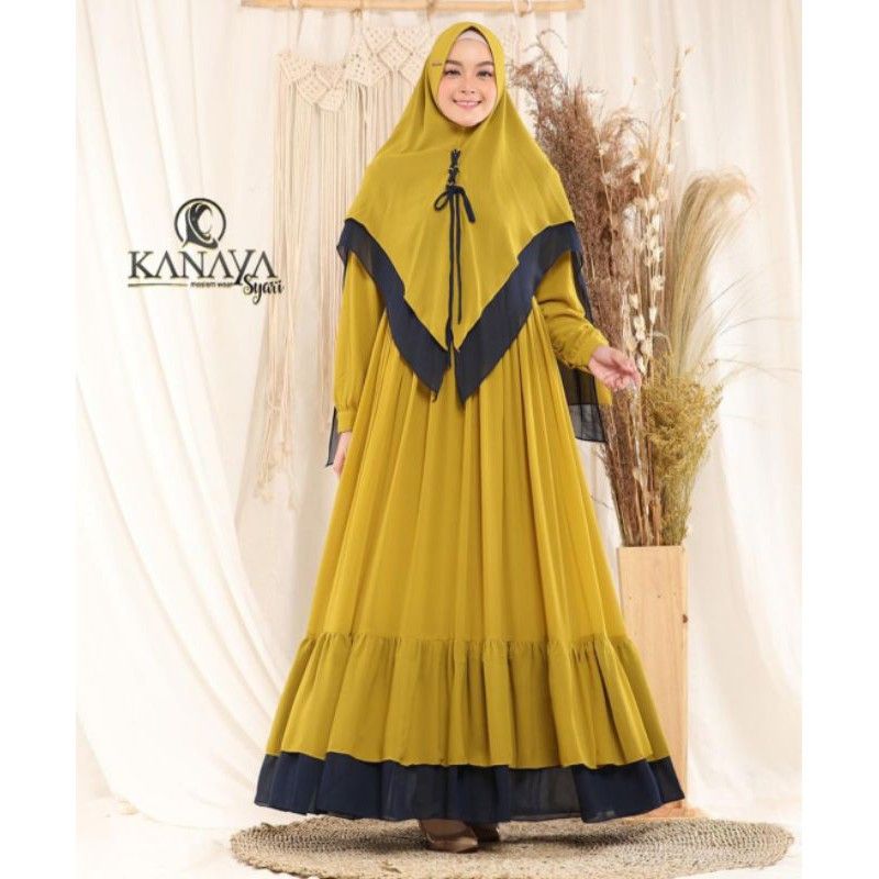 zihara set Syar'i by Kanaya Yellow All Size