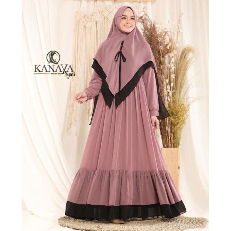 zihara set Syar'i by Kanaya Dusty pink All Size