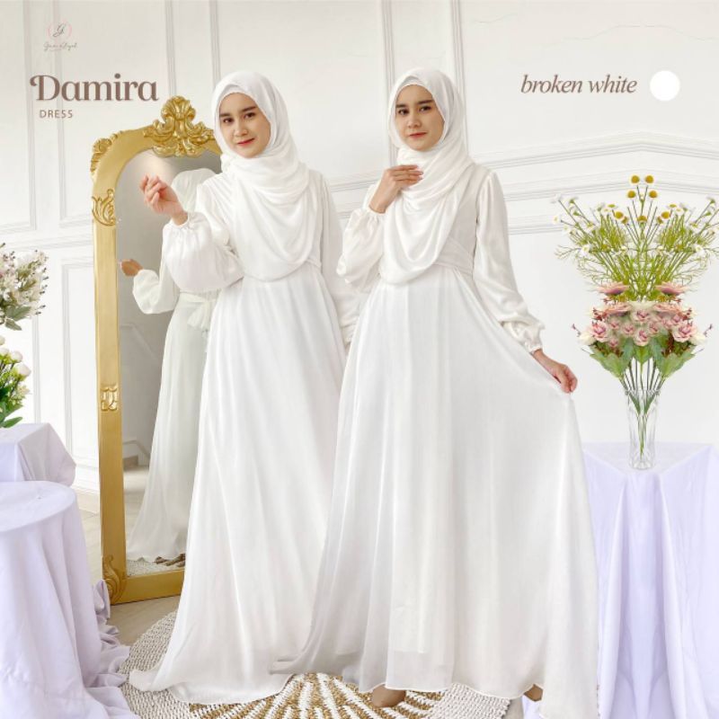 READY!!! Damira dress by Gerai Aliyah Broken white L
