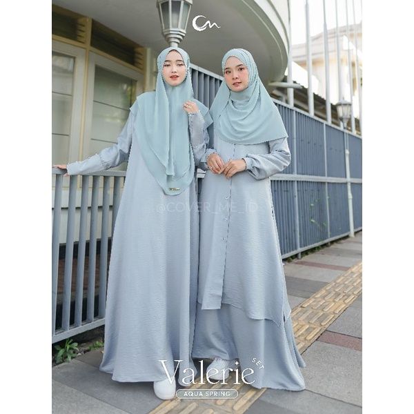 READY!!! Valerie Abaya by Cover Me Aqua spring Abaya L