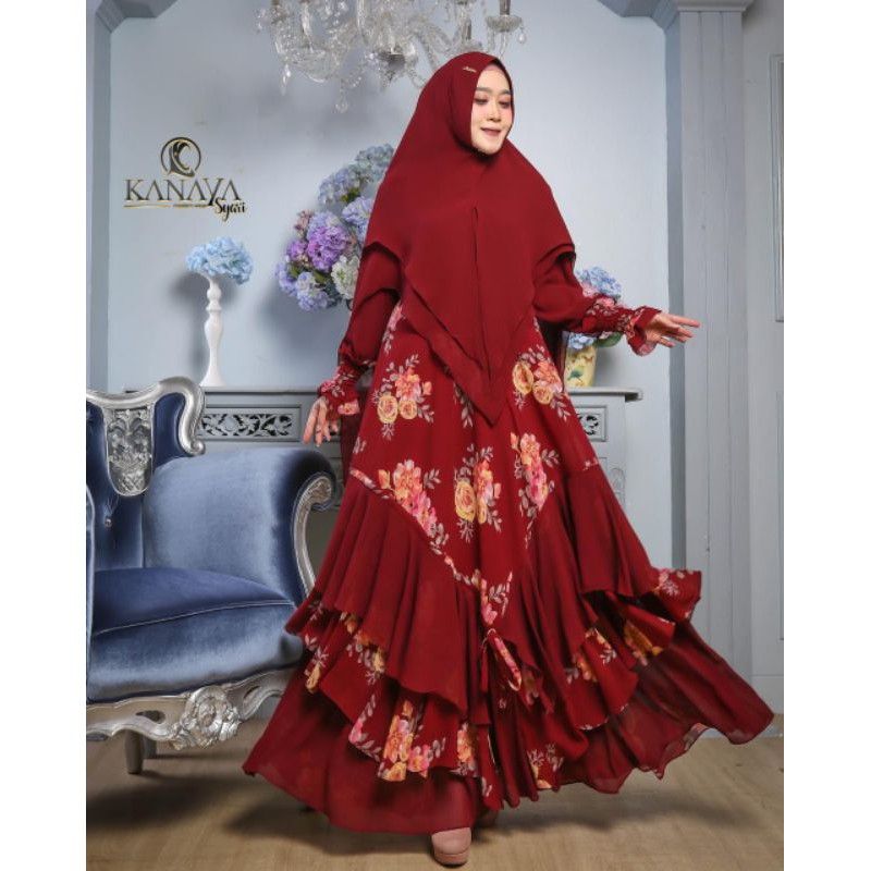 Delisha syar'i by kanaya Maroon All Size