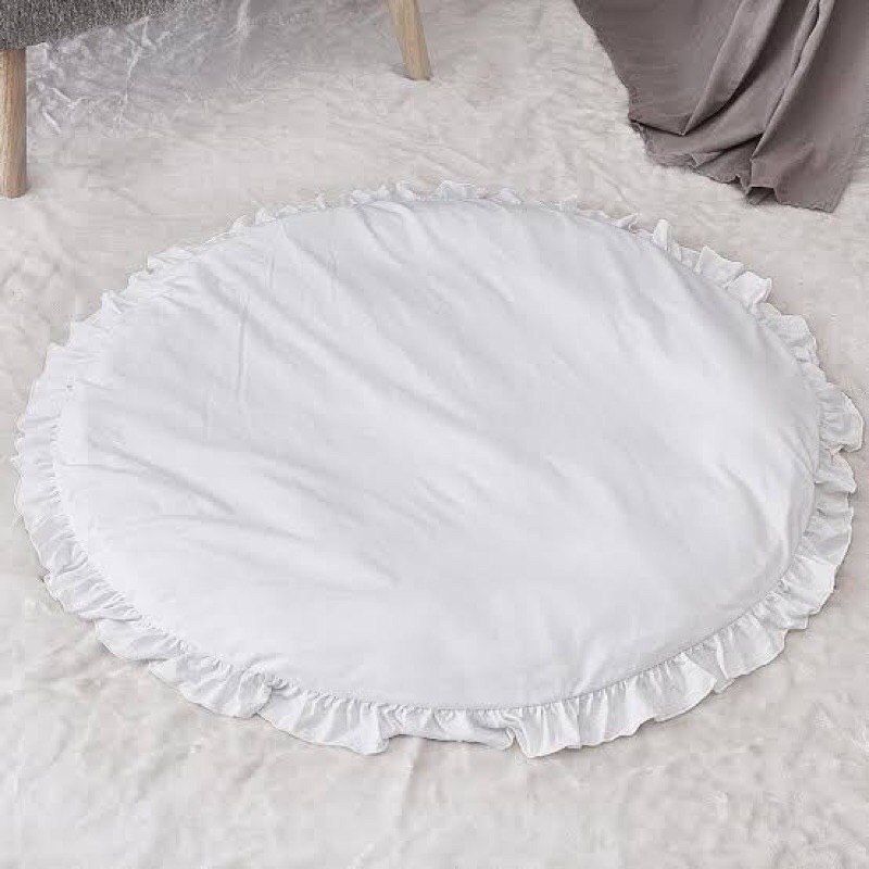 Playmate Bayi Bulat Round Tummy time Playmat Baby besar dan nyaman - Jade Flower Baby White