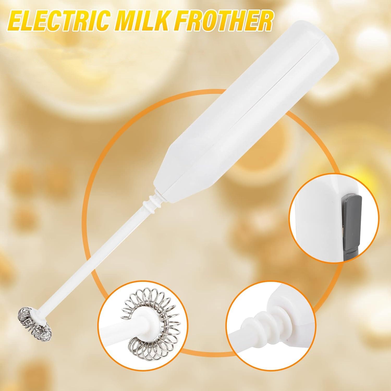 Hand Mixer Mini Pengocok Telur Kopi Milk Frother Battery - 16310 - White