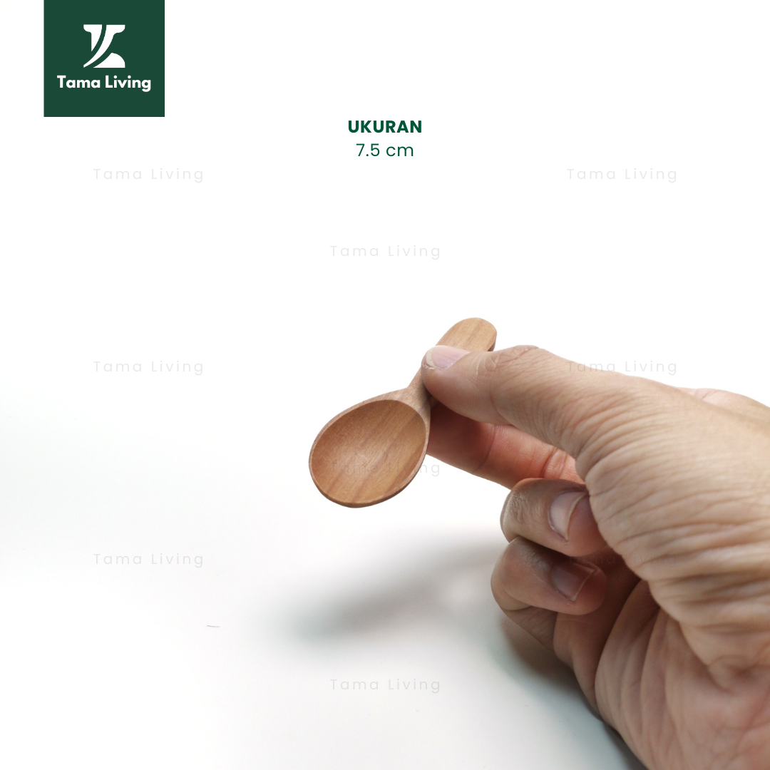 TAMA LIVING Sendok Kayu Korean Style Estetik Kayu Sawo Sendok Bumbu Dapur Korea Madu Jelly Teh 7.5 cm