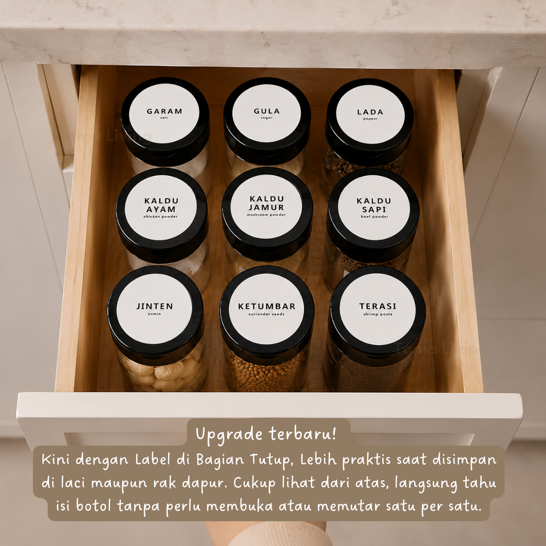 TAMA LIVING Hoku Toples Bumbu Dapur Tabur 140 ml Hitam Free Label Jar Bumbu Dapur Botol Bumbu Dapur