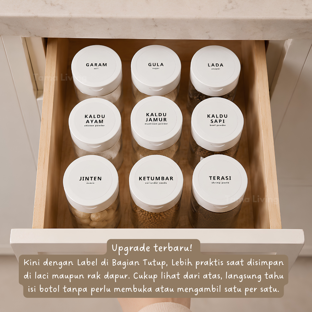 TAMA LIVING Hoku Toples Bumbu Dapur Tabur 140 ml Putih Free Label Jar Bumbu Dapur Botol Bumbu Dapur