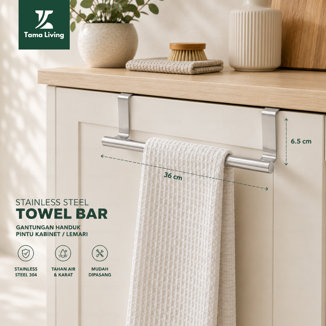 TAMA LIVING Rak Gantung Lap Dapur Stainless Steel Kitchen Hanger Gantungan Lap Dapur Stainless Silver