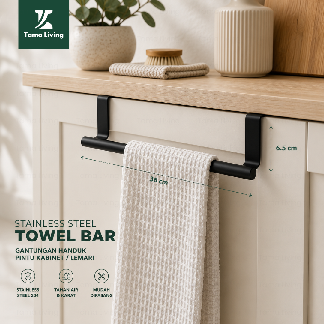 TAMA LIVING Rak Gantung Lap Dapur Stainless Steel Kitchen Hanger Gantungan Lap Dapur Stainless Black