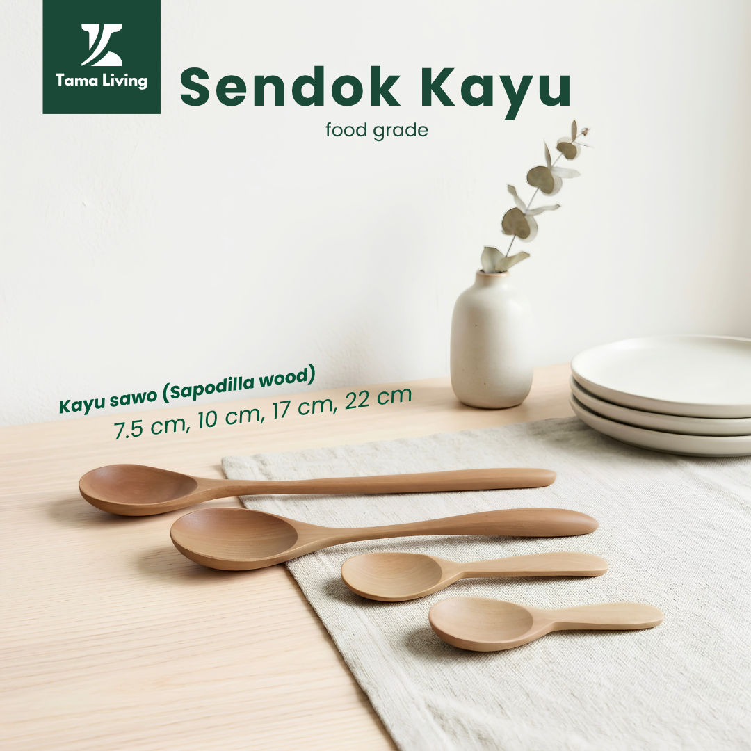 TAMA LIVING Sendok Kayu Korean Style Estetik Kayu Sawo Sendok Bumbu Dapur Korea Madu Jelly Teh