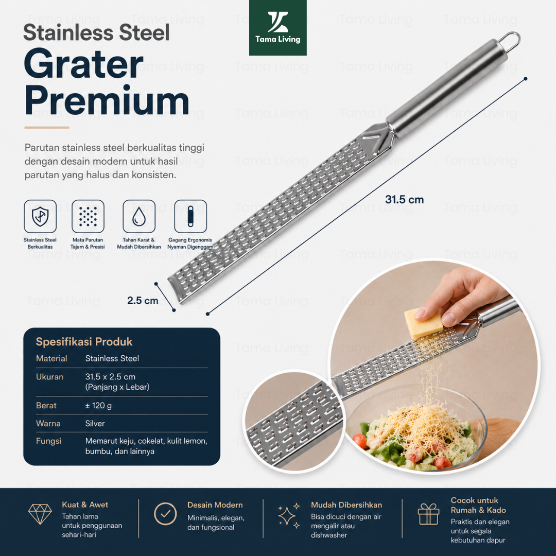 TAMA LIVING Sera Parutan Lemon Keju Bahan Stainless Cheese Grater Parutan Sayur Parutan Serbaguna