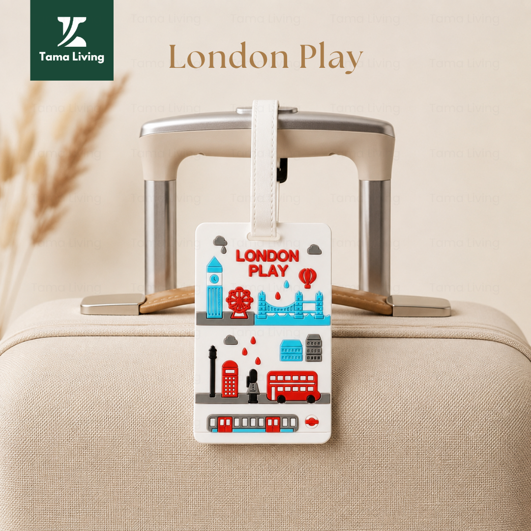 TAMA LIVING Gantungan Koper Luggage Tag Tag Koper Gantungan Tas Murah London Play Putih