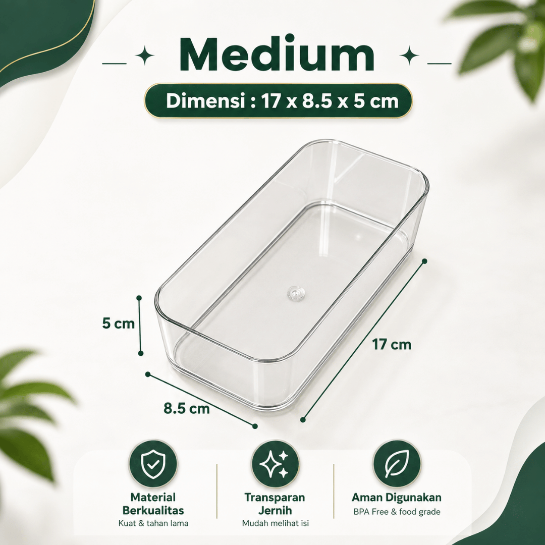 TAMA LIVING Lika Kotak Penyimpanan Serbaguna Akrilik Organizer Laci Meja Storage Box Kotak Serbaguna M
