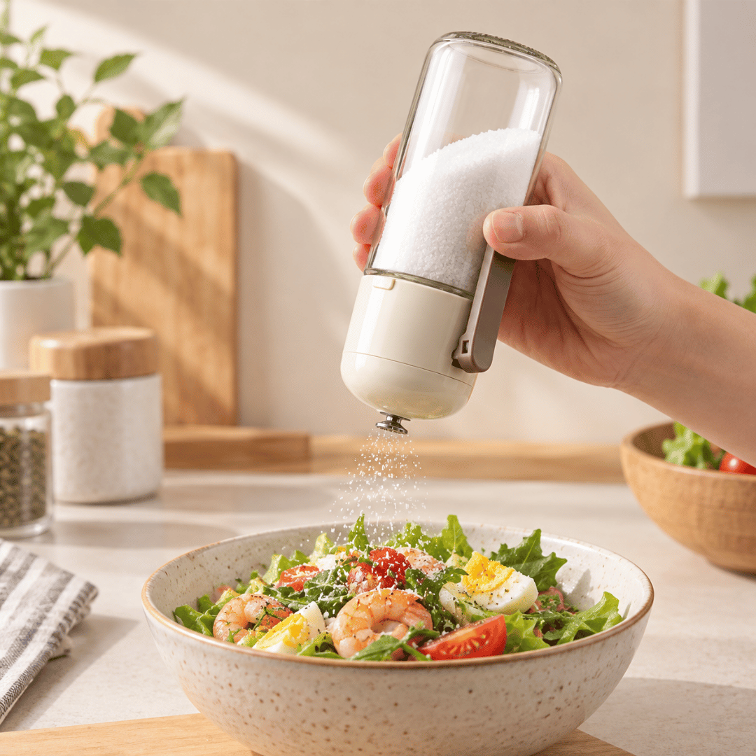 TAMA LIVING Nava Toples Bumbu Dapur Kaca Press 220 ml Label Gold Jar Bumbu Pressing Seasoning Jar